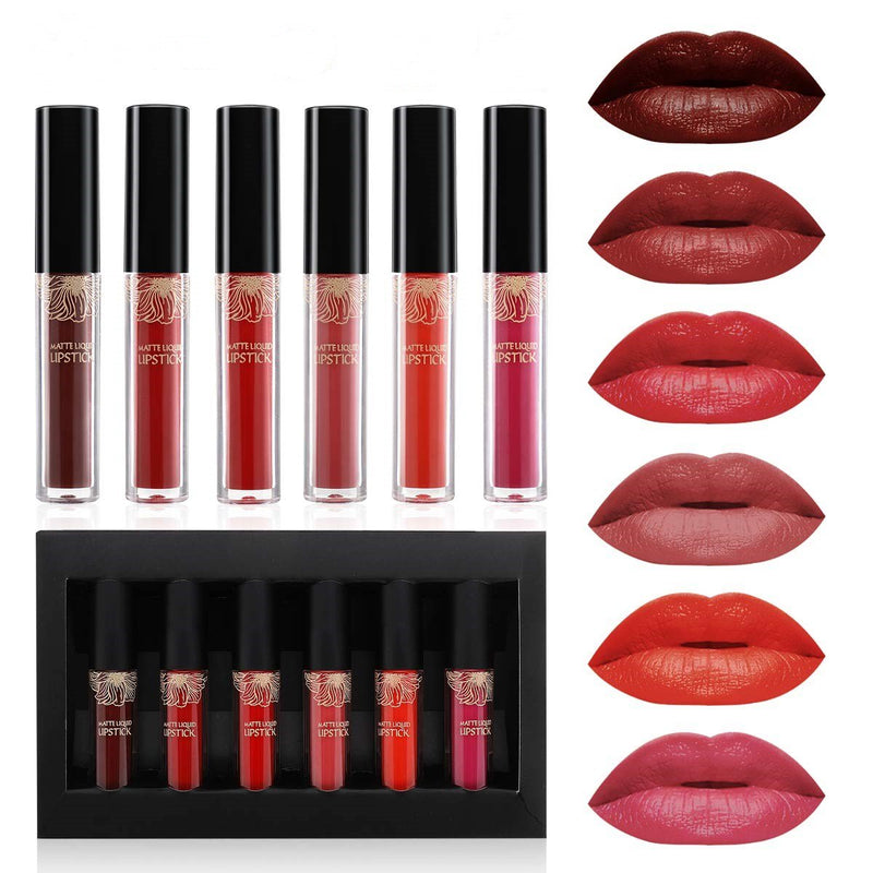 6 Colors Matte Velvet Liquid Lipstick Gift Set, Waterproof & Long Lasting, High pigmentation