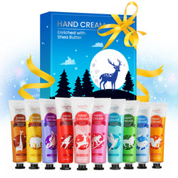 Luckyfine Hand Cream Gift Set, Moisturizing w/ Natural Shea Butter & Vitamin E, Gifts Idea for Christmas(10pcs)