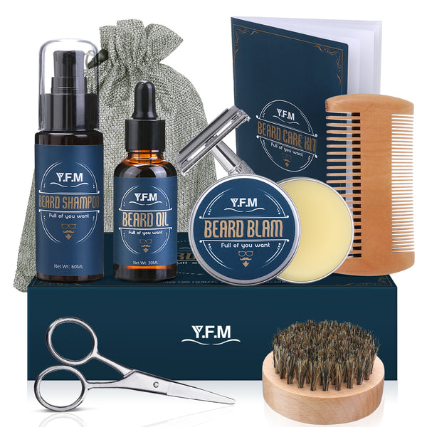 Y.F.M 8 In 1 Bart Pflege Kit, Bart Shampoo, Bart Öl & Bart Balsam, ideal für Vatertagsgeschenk