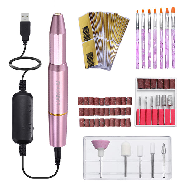 USB Portable Electric Nail Drill Kit with 11PCS Nail Drill Bits, Professional Manicure Pedicure Nail Set, Exfoliating Grinding Polishing Tools