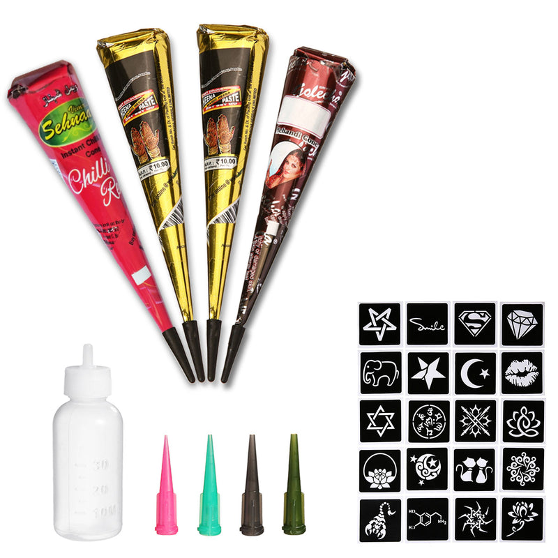 Skymore 6 pieces tattoo cones with 20 stencils, tattoo cones, body art