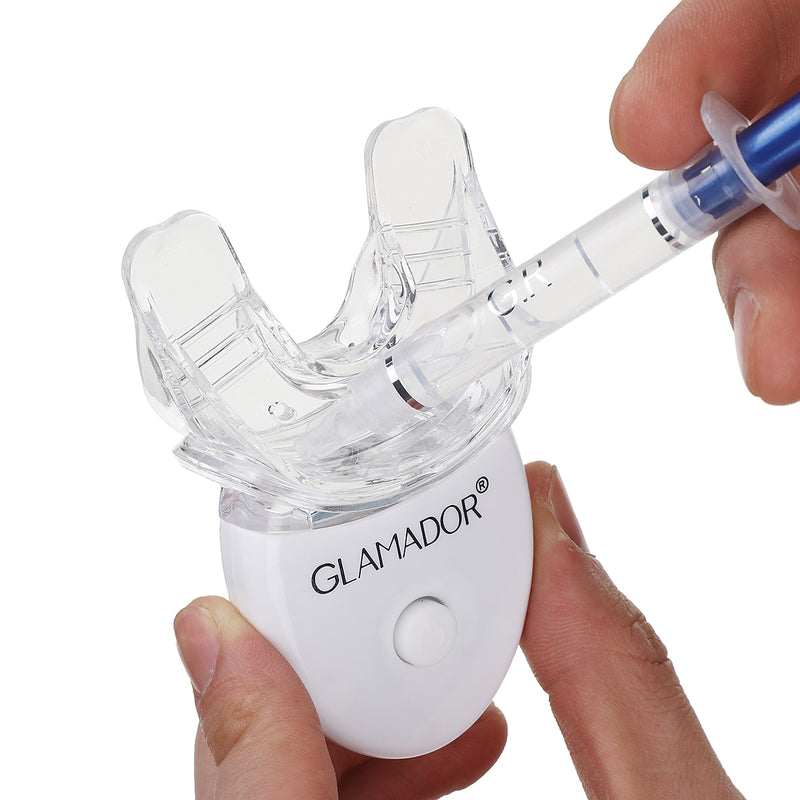 GLAMADOR Professional Teeth Whitening Kit LED Light, 12 Gel Whitening Gel, 3 Soothing Gel, 50M Dental Floss