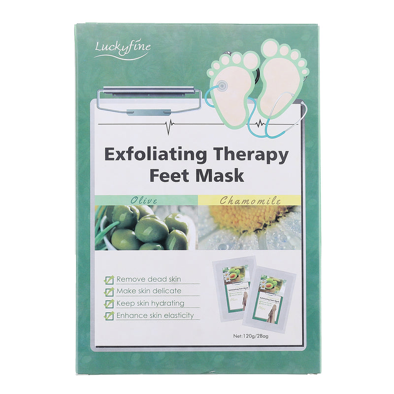 Luckyfine 2 Pairs Foot Peeling Mask for Exfoliating Callus Dead Skin Removal, Dry, Aging, Cracked Heels