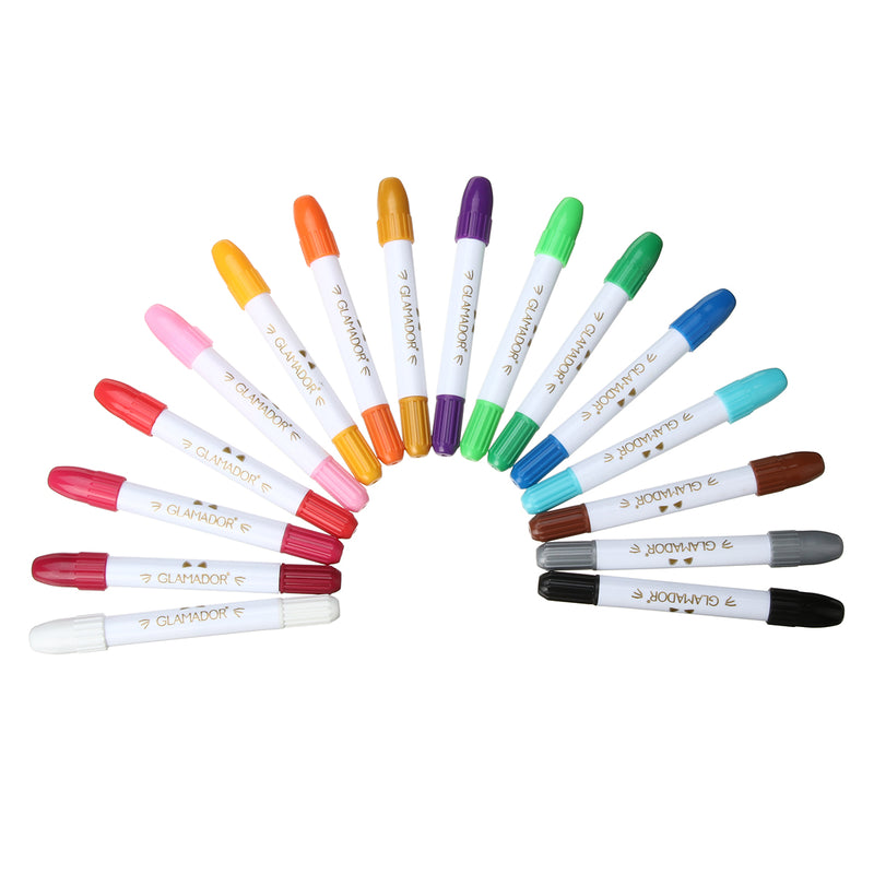GLAMADOR 16 Farben Body Painting Sticks, Make-up-Buntstifte auf Wasserbasis für Kinder / Erwachsene Festival Geburtstag mit 2 Haarkreide