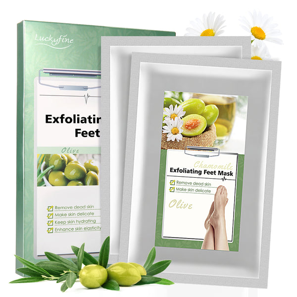 Luckyfine 2 Pairs Foot Peeling Mask for Exfoliating Callus Dead Skin Removal, Dry, Aging, Cracked Heels