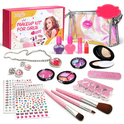 Luckyfine 20PCS Kids Makeup Kit, waschbares Make-up Set Spielzeug, bestes Geschenk für das Rollenspiel, Weihnachten & Geburtstag