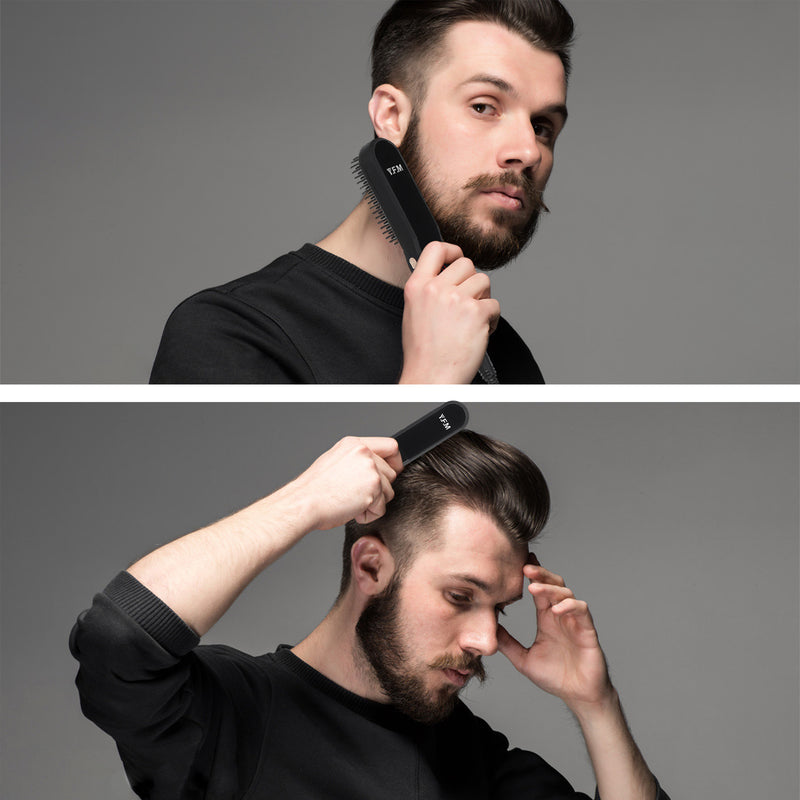 Y.f.m beheizter Bartgewichtungskamm, volumizierende Haarglätter für Männer