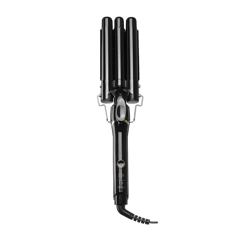 Luckyfine Portable Ion Hair Curling Iron 3 Barrel 22mm w/ LCD Temperature Display Anti-scald
