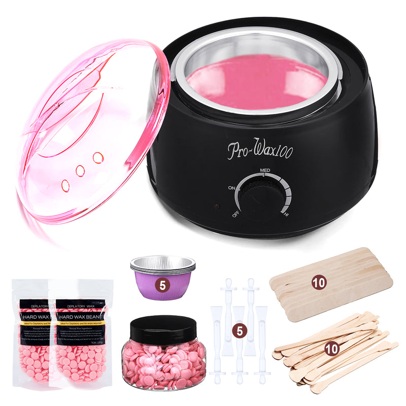Waxing Kit, Wax Warmer for Women and Men, Painless Hair Removal Home Waxing Set, 2 Bag & 1 Can Wax Bean