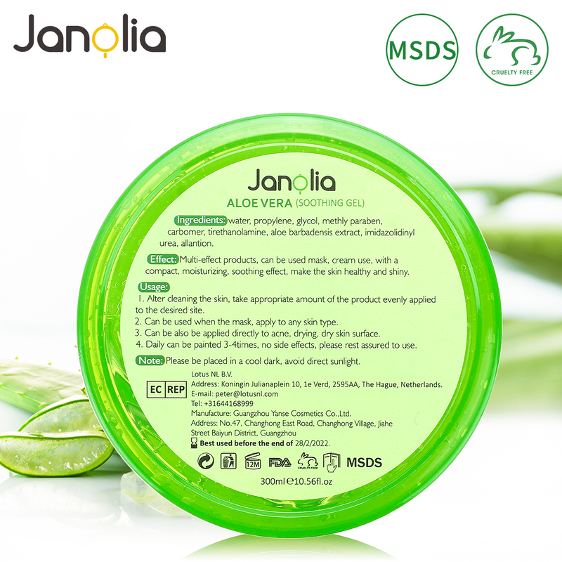 Janolia 300mL Bio Aloe Vera Gel, Gesichtsmaske beruhigend & Feuchtigkeit Beauty Gel für Gesicht, Körper, Sonnenbrand & trockene Haut