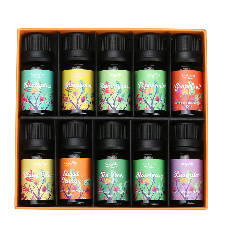 Luckyfine Upgraded Essential Oils Geschenkbox, 100% rein, Schlafhilfe, ruhige Stimmung, für Diffusor / Aromatherapie