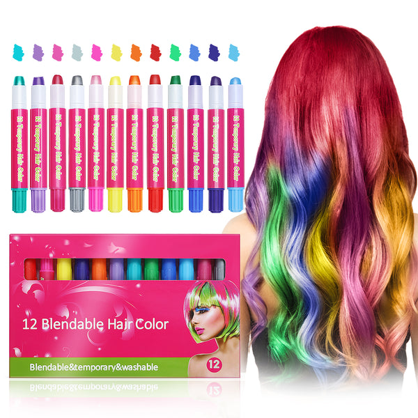 Luckyfine 12 Farbe temporäre Haar Kreide waschbare Haar Farbstoff Pen Gesicht Paint Pen