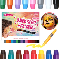 Luckyfine Face Body Paint Water Based Crayon Kit Set, Non-Toxic  Fits Halloween Party Makeup (16 Colors)