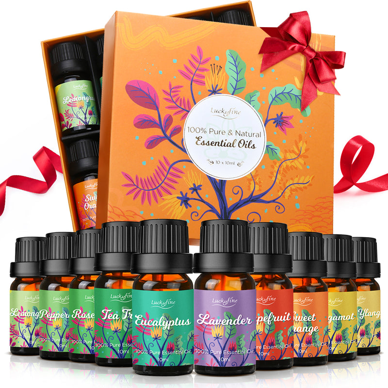 Luckyfine Upgraded Essential Oils Gift Box, 100% Pure, Help Sleep, Calm Mood, for  Diffuser/Aromatherapy