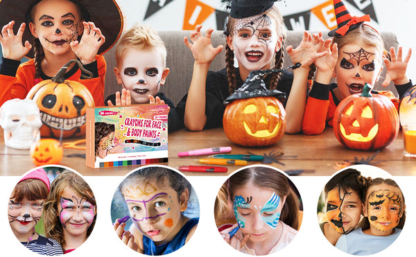 Luckyfine Gesicht Körper Farbe Wasser basiert Crayon Kit Set, nicht-toxisch passt Halloween Party Make-up (16 Farben)
