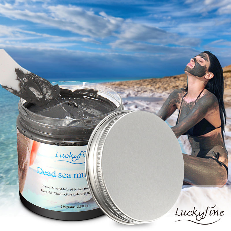Luckyfine Dead Sea Mud Musk Deep Skin Cleanser Pore Reducer Help Clean Acne w/ Spoon